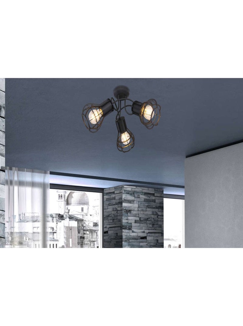 Plafonnier rond entrelacé 3 spots design industriel CLASTRA Noir - Kiabi