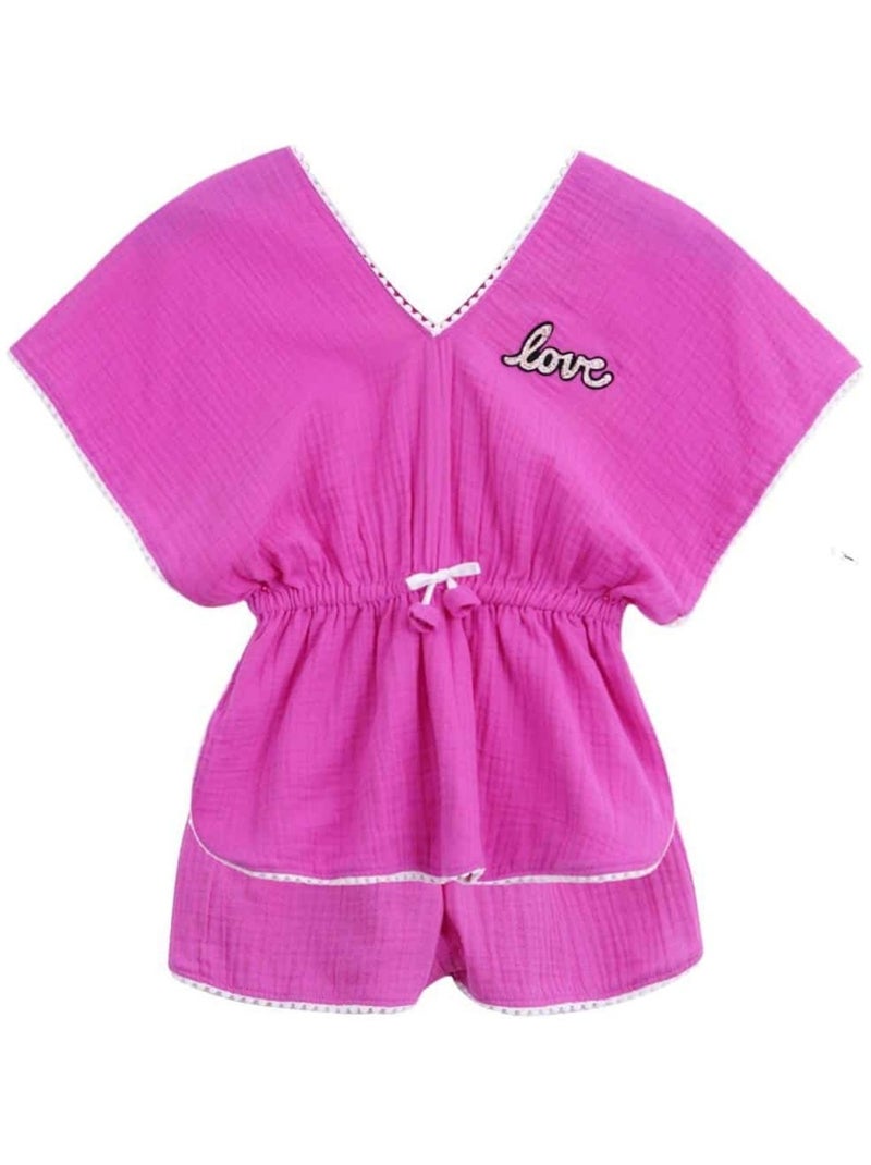 Plage   Tunique + short    LOVE - La Faute à Voltaire Rose fushia - Kiabi