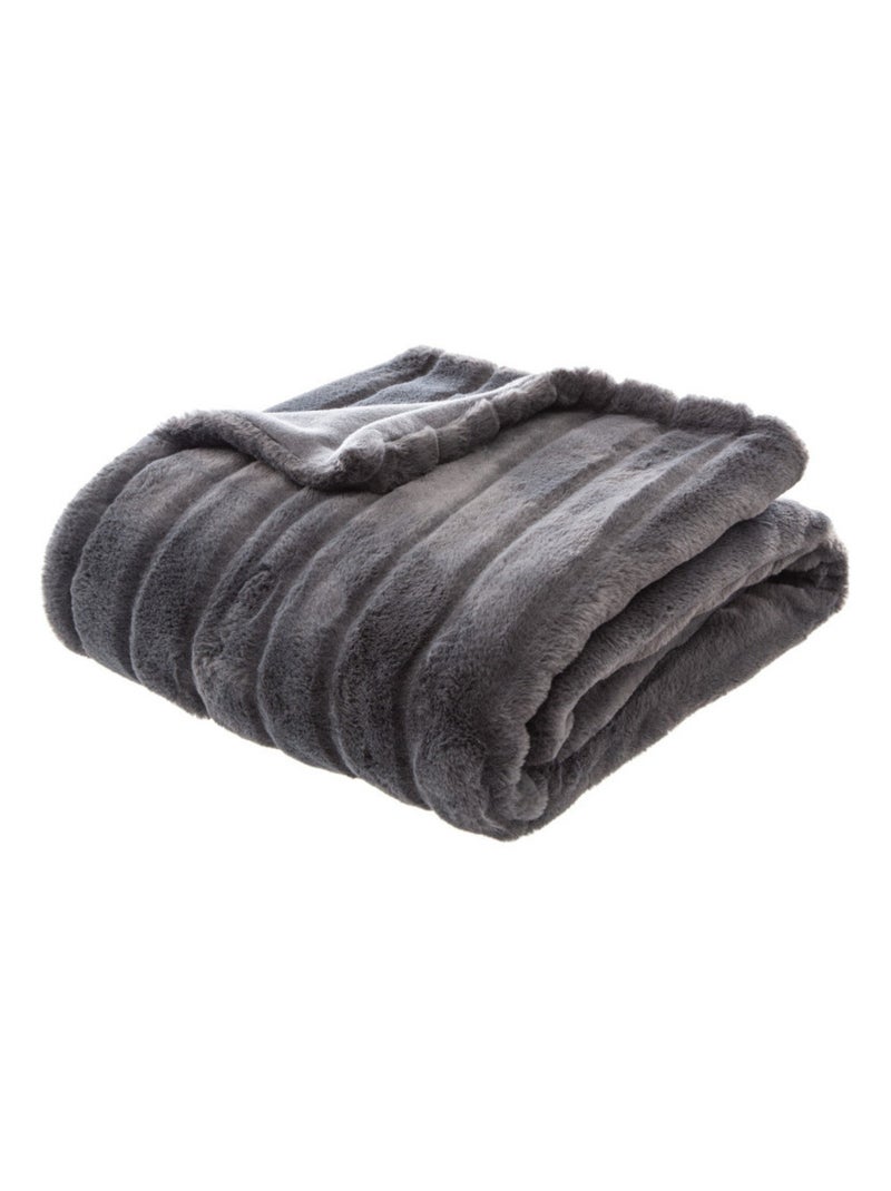 Plaid - Atmosphera - 100% Polyester Gris foncé - Kiabi
