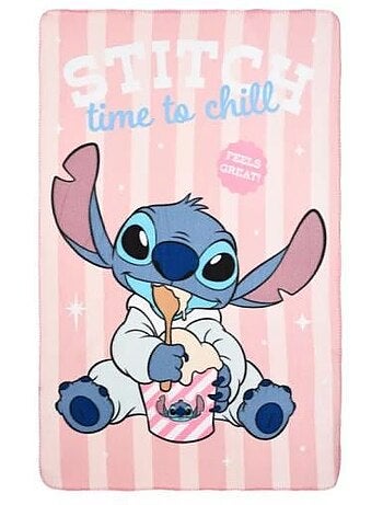 Plaid - disney - lilo et stitch - 100 x 150 cm - rose - polaire 100% polyester