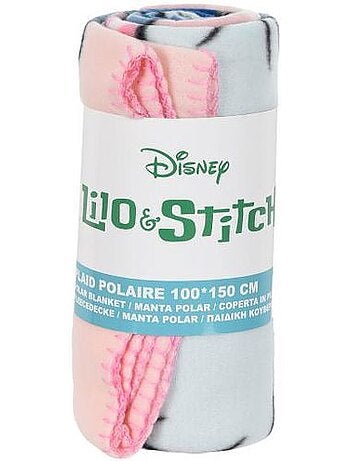 Plaid - disney - lilo et stitch - 100 x 150 cm - rose - polaire 100% polyester