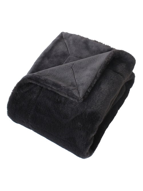 Plaid  - Effet fourrure double face flanelle - Kiabi