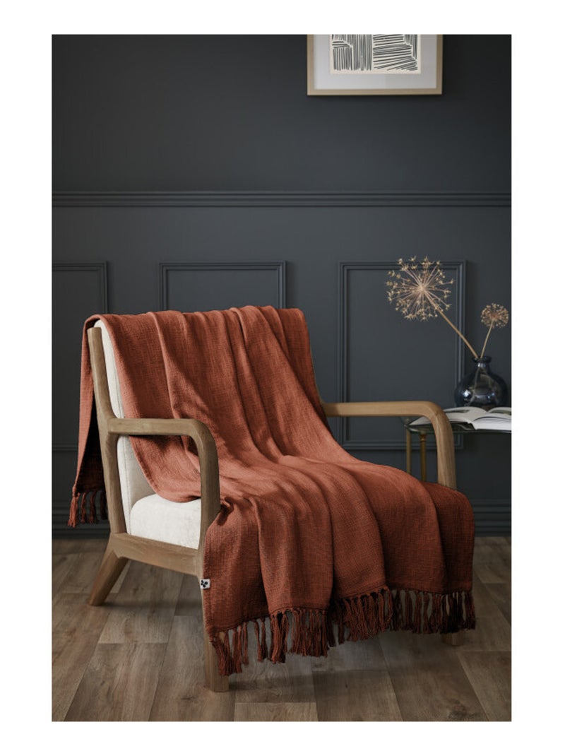 Plaid - L'effet papillon - 100% Coton Terracotta - Kiabi