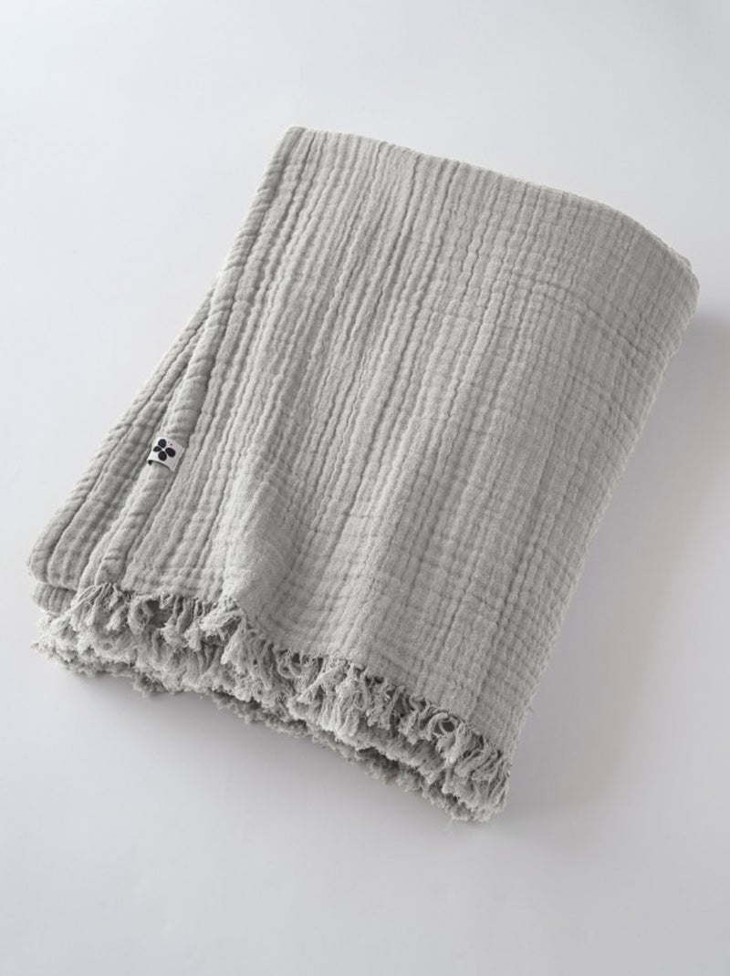 Plaid - L'effet papillon - 100% gaze de coton 125 gr/m² Blanc cassé - Kiabi
