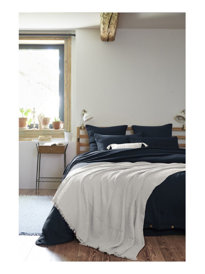 Plaid - L'effet papillon - 100% gaze de coton 125 gr/m² Blanc cassé - Kiabi