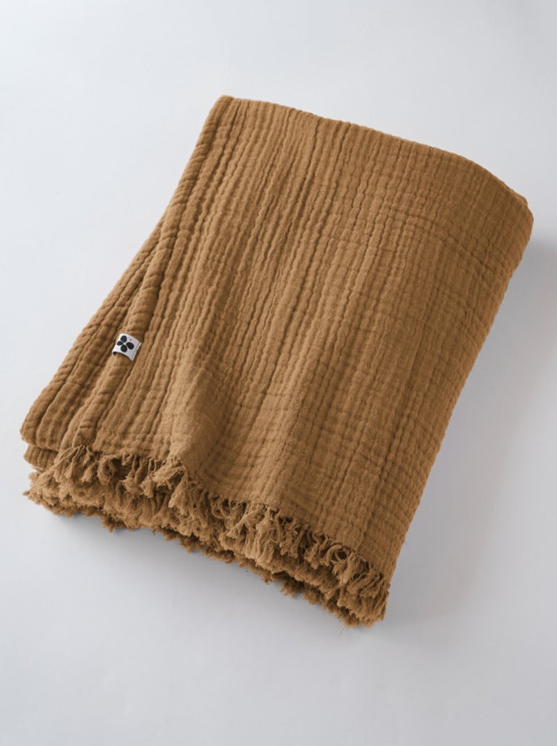 Plaid - L'effet papillon - 100% gaze de coton 125 gr/m² Gris taupe - Kiabi