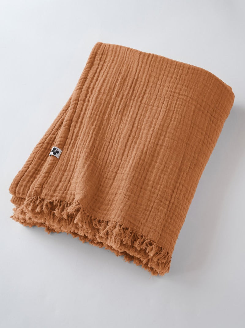 Plaid - L'effet papillon - 100% gaze de coton 125 gr/m² Orange - Kiabi
