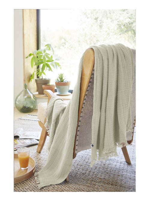 Plaid - L'effet papillon - 100% gaze de coton 125 gr/m² - Kiabi