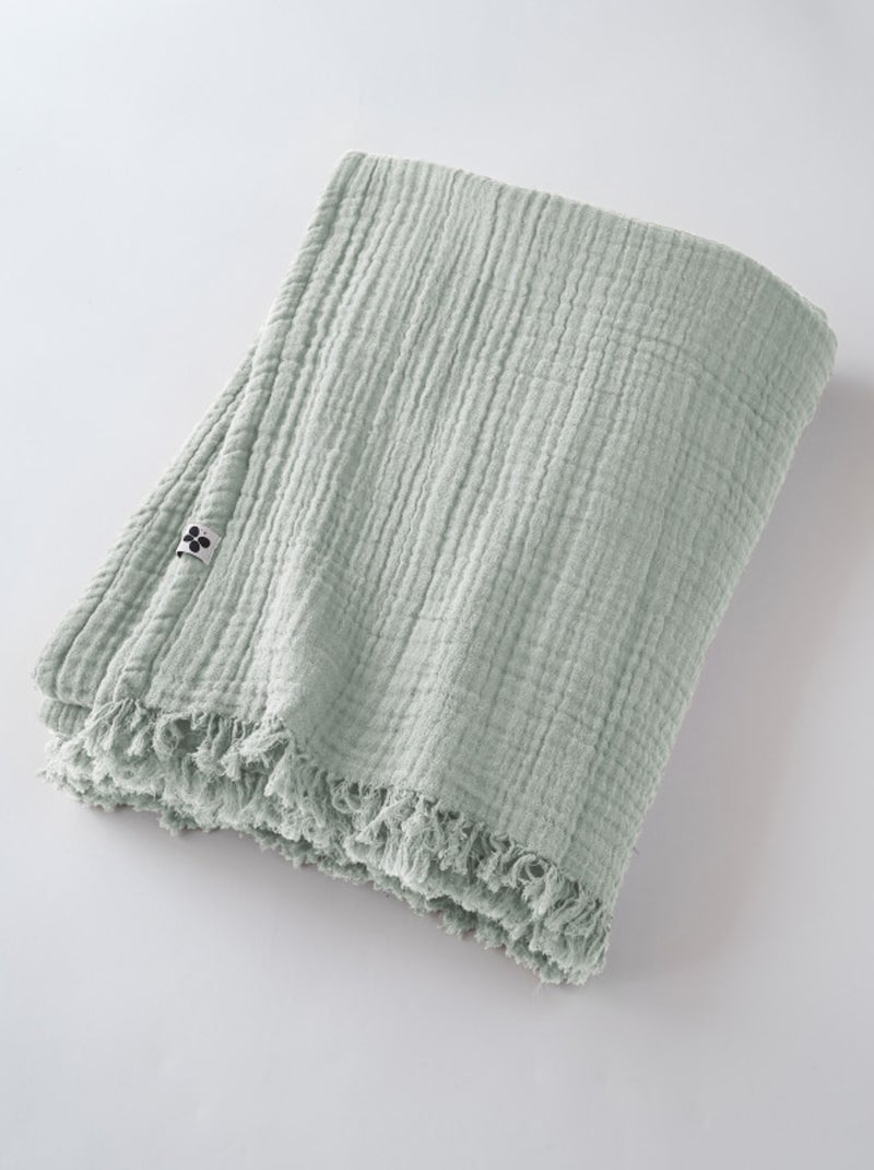 Plaid - L'effet papillon - 100% gaze de coton 125 gr/m² Vert tilleul - Kiabi