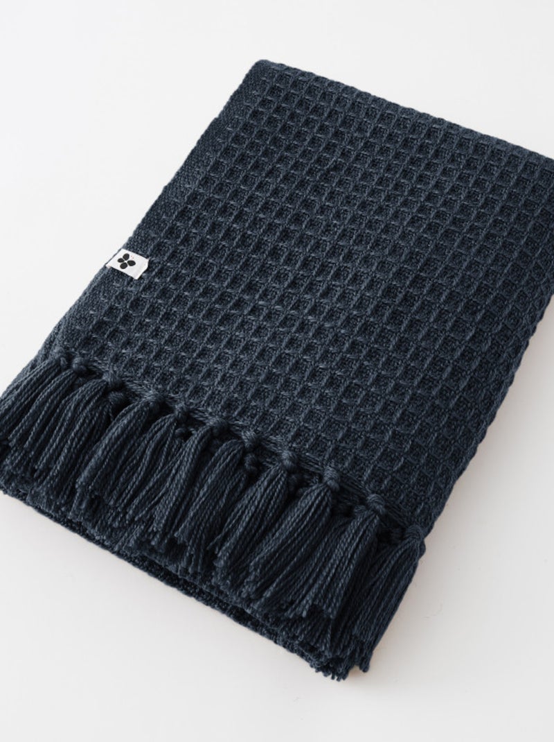 Plaid - L'effet papillon - 100% PET (Polyéthylène téréphtalate) Bleu nuit - Kiabi