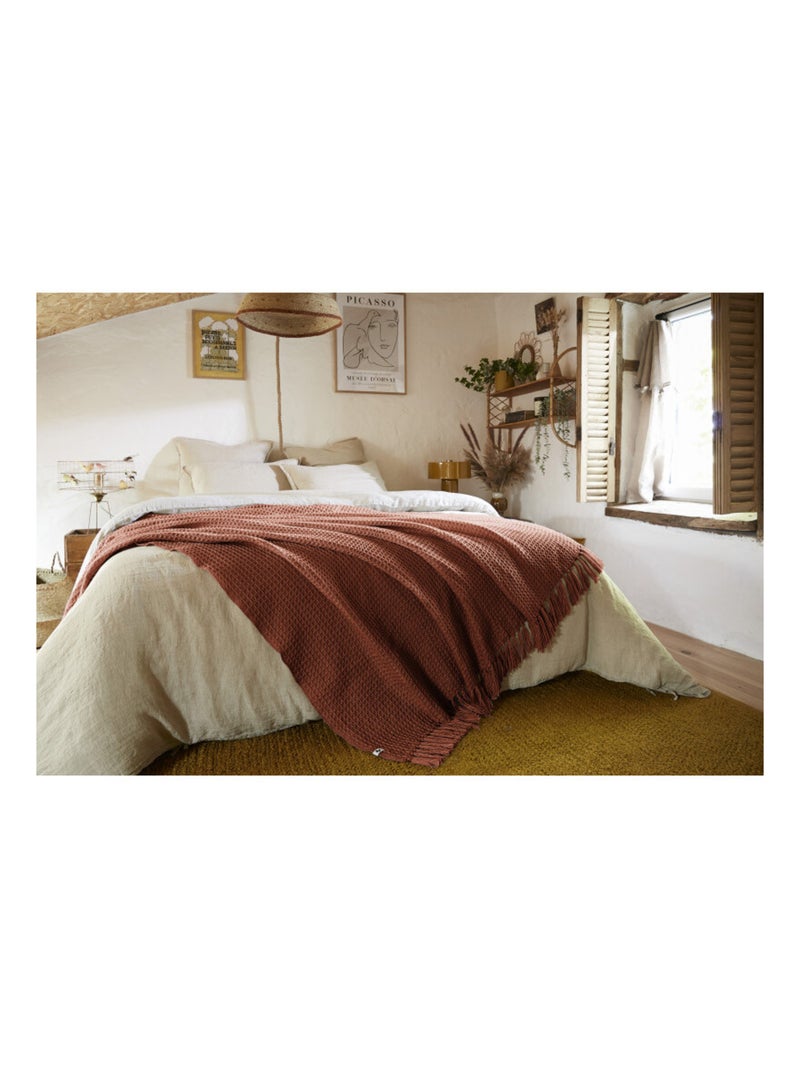 Plaid - L'effet papillon - 100% PET (Polyéthylène téréphtalate) Terracotta - Kiabi