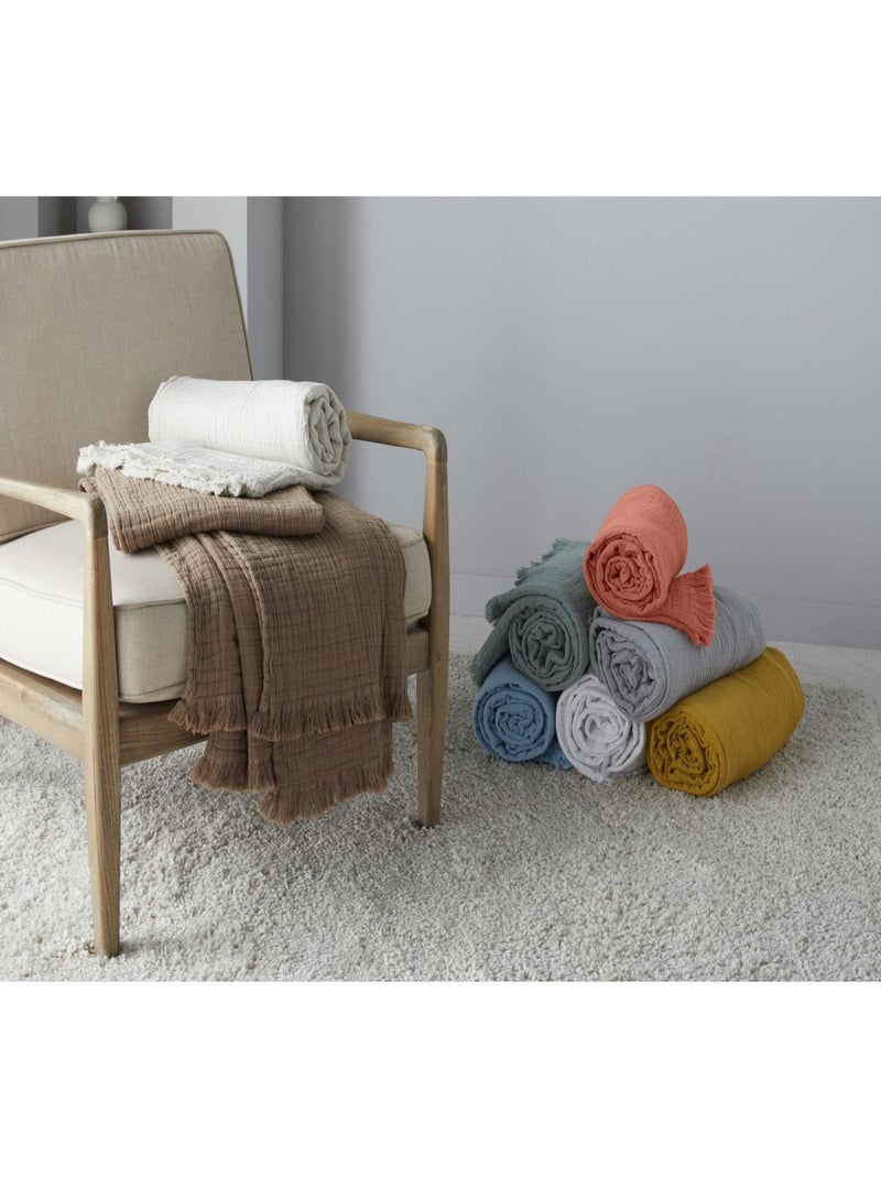 Plaid - Toison d'Or - 100% double gaze de coton 300 gr/m² Blanc - Kiabi