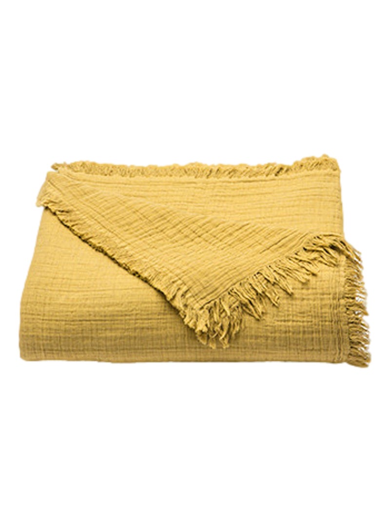 Plaid - Toison d'Or - 100% double gaze de coton 300 gr/m² Miel - Kiabi