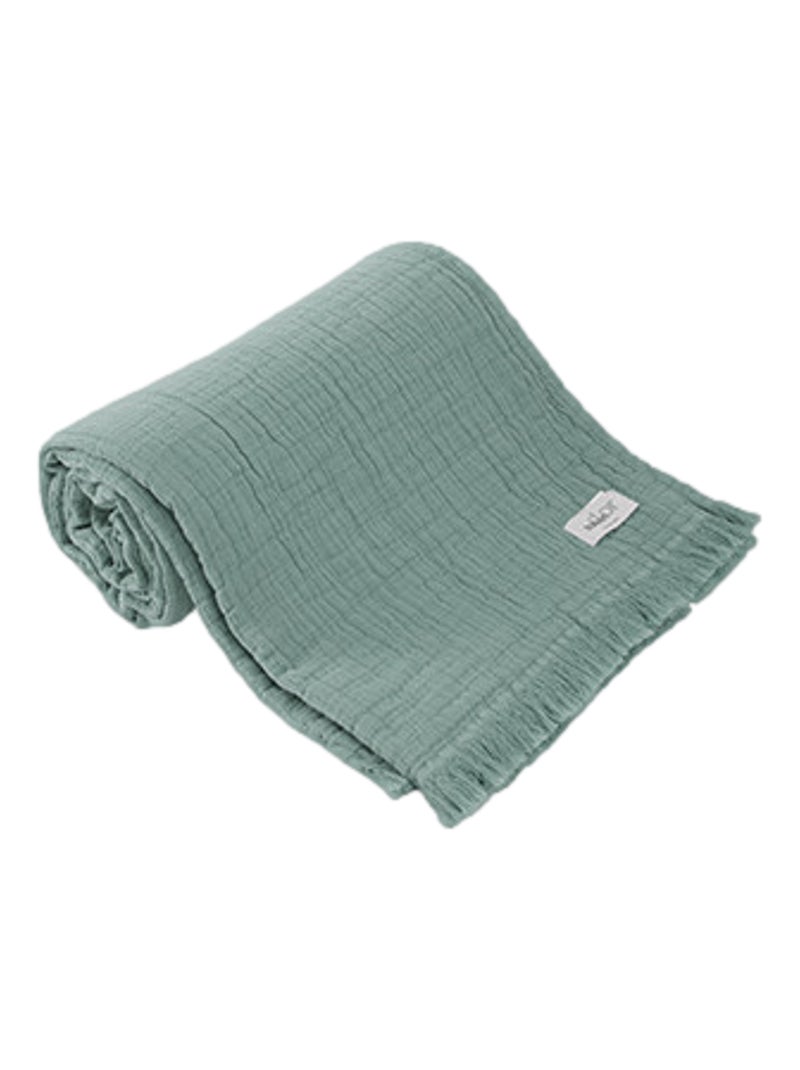 Plaid - Toison d'Or - 100% double gaze de coton 300 gr/m² Vert foncé - Kiabi