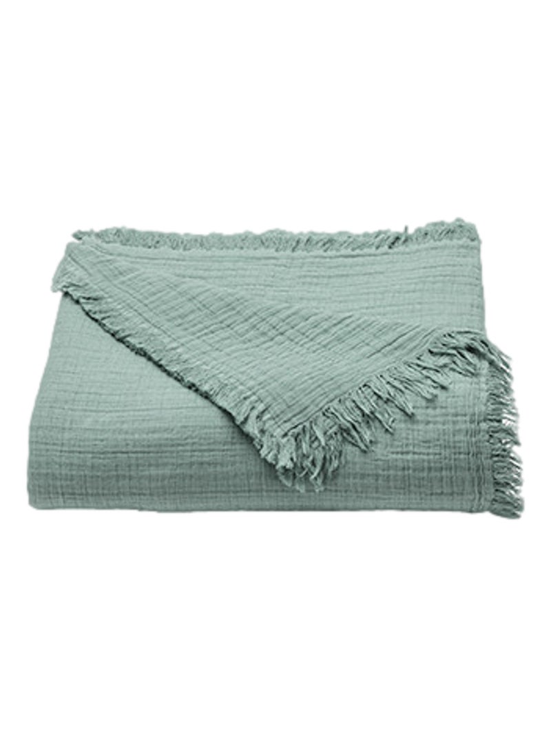 Plaid - Toison d'Or - 100% double gaze de coton 300 gr/m² Vert foncé - Kiabi