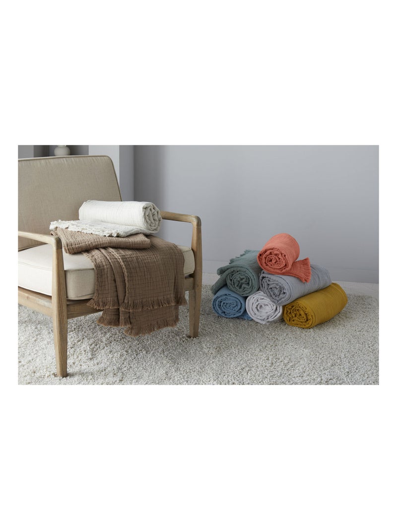 Plaid - Toison d'Or - 100% double gaze de coton 300 gr/m² Vert foncé - Kiabi