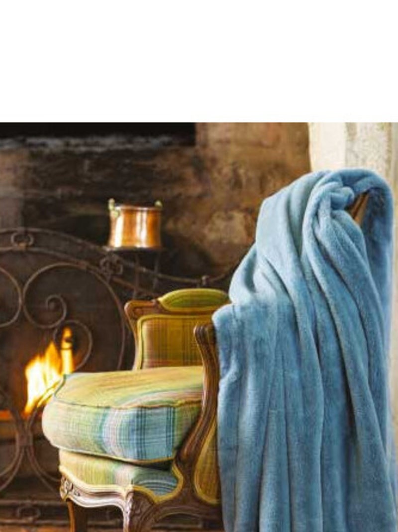 Plaid - Toison d'Or - 100% Polyester Bleu gris - Kiabi