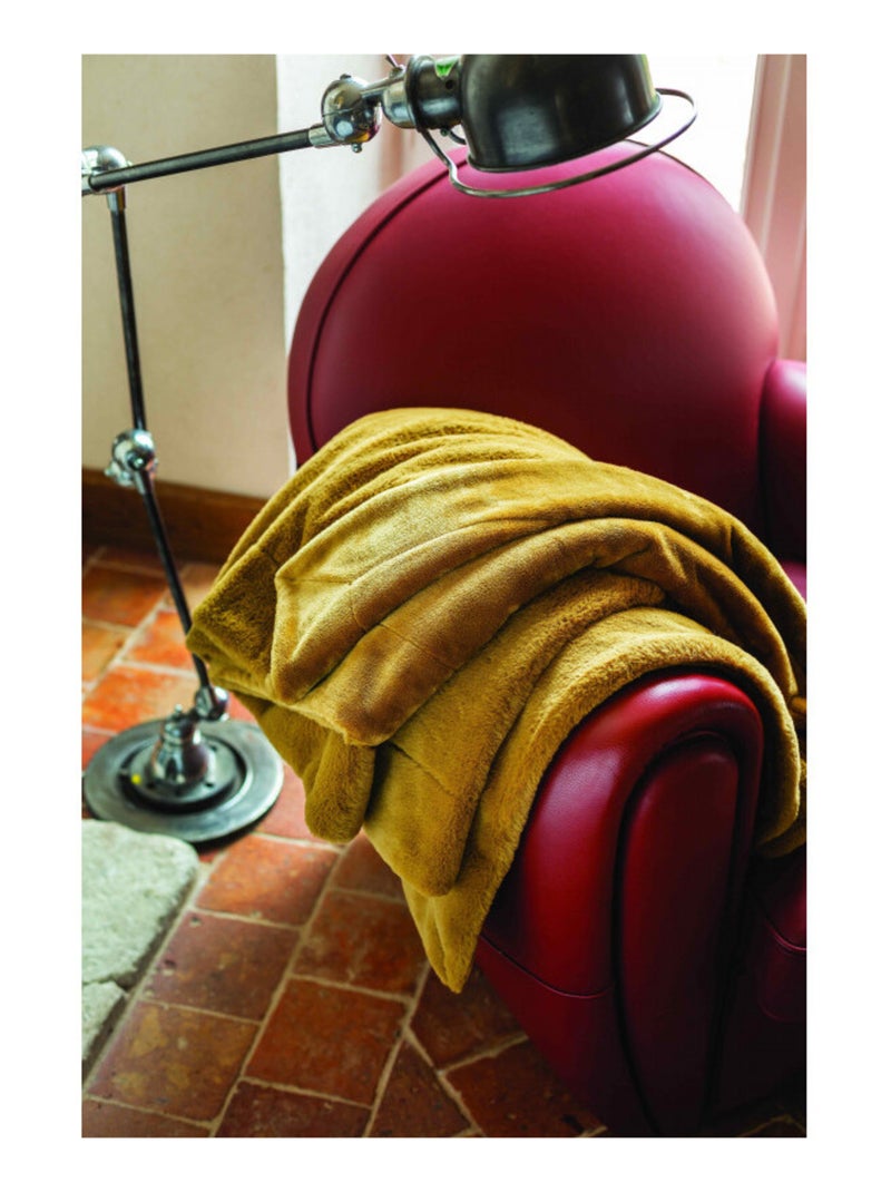 Plaid - Toison d'Or - 100% Polyester Miel - Kiabi