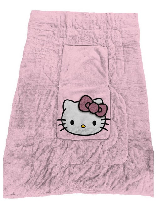 Plaid 100x150 cm pliant en Coussin 40x40 cm Hello Kitty Rose 2 en 1 - Kiabi