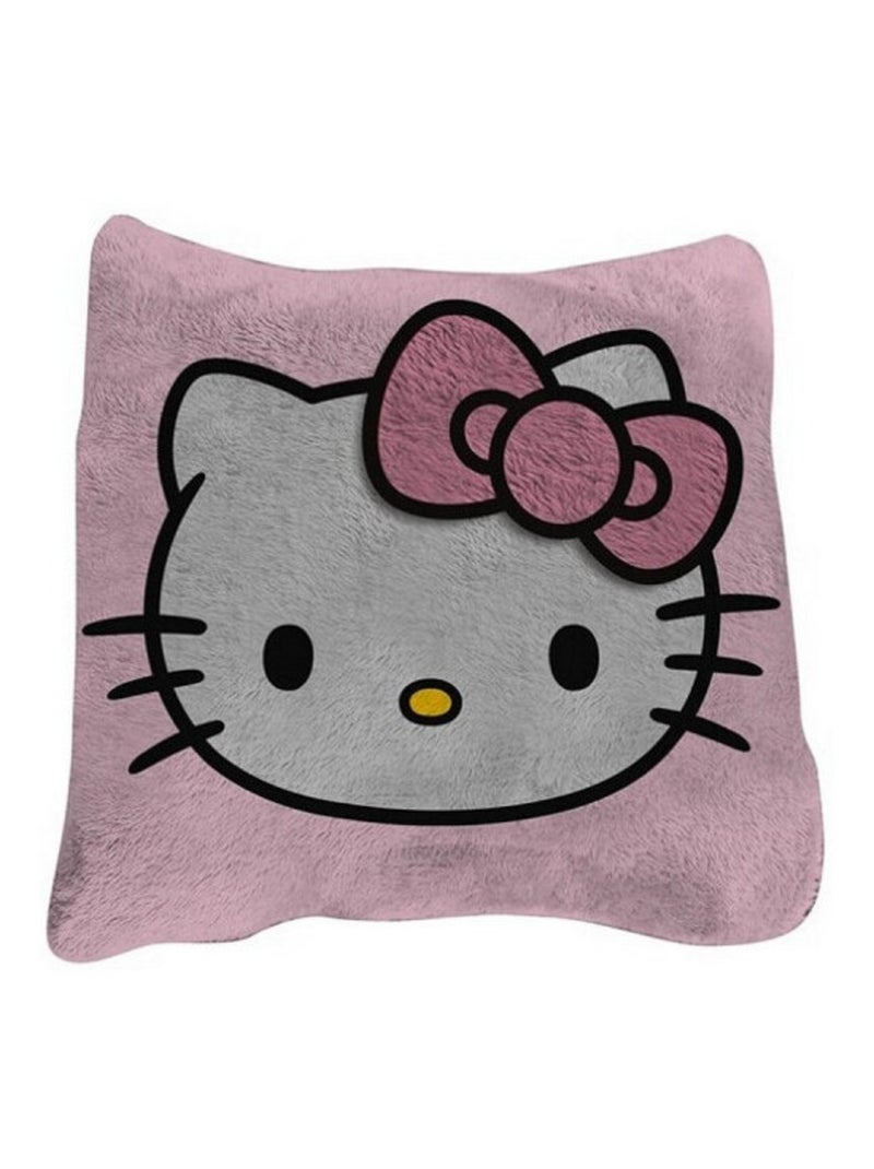 Plaid 100x150 cm pliant en Coussin 40x40 cm Hello Kitty Rose 2 en 1 Rose - Kiabi