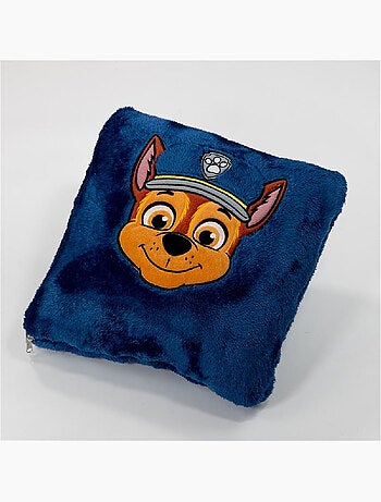 Plaid 100x150 cm pliant en Coussin 40x40 cm Pat'Patrouille 2 en 1