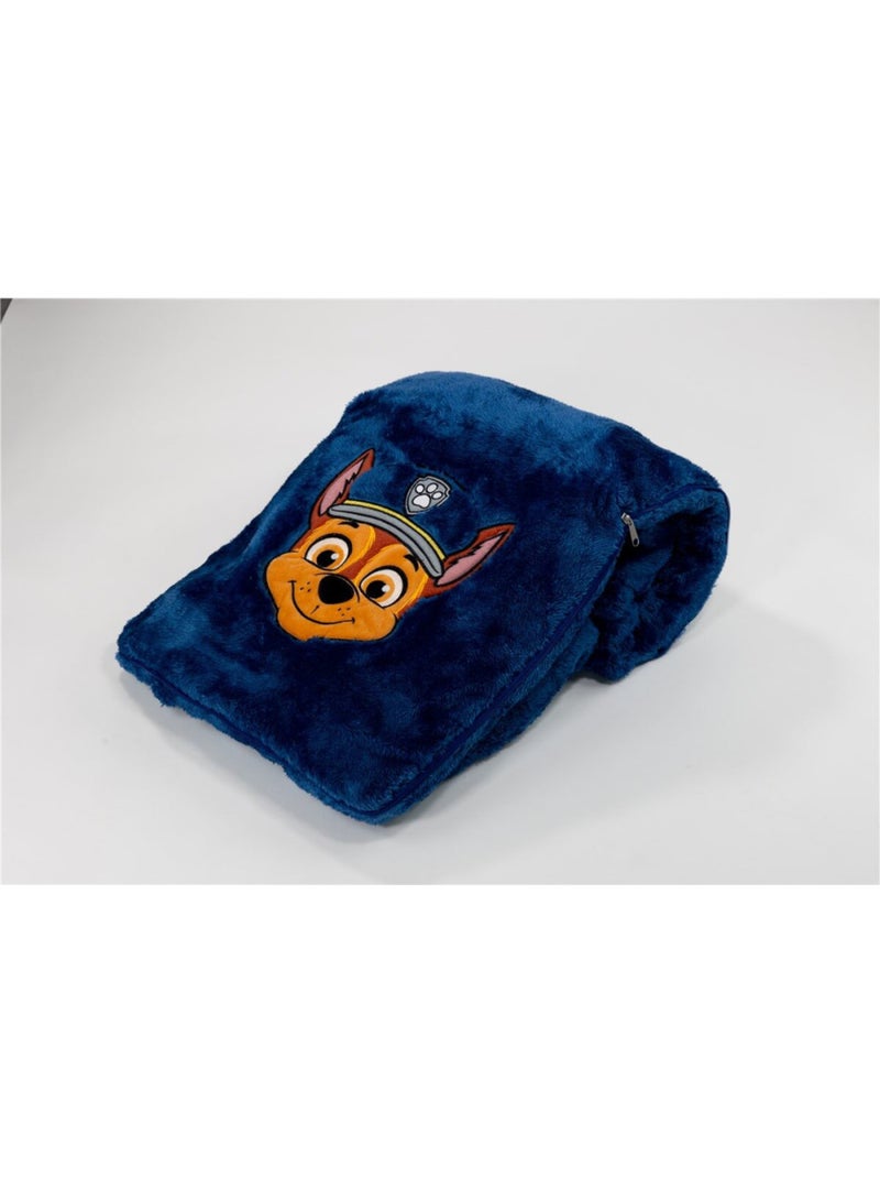 Plaid 100x150 cm pliant en Coussin 40x40 cm Pat'Patrouille 2 en 1 Bleu - Kiabi