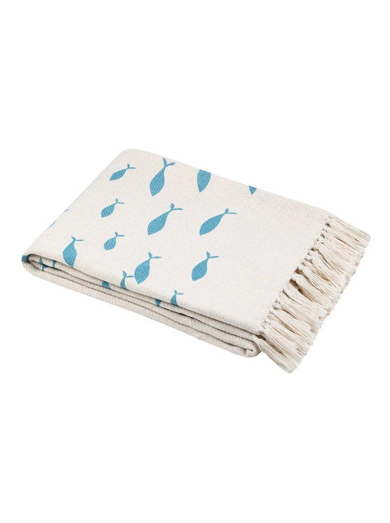 Plaid 125x150 cm Atlantide naturel coton Blanc - Kiabi