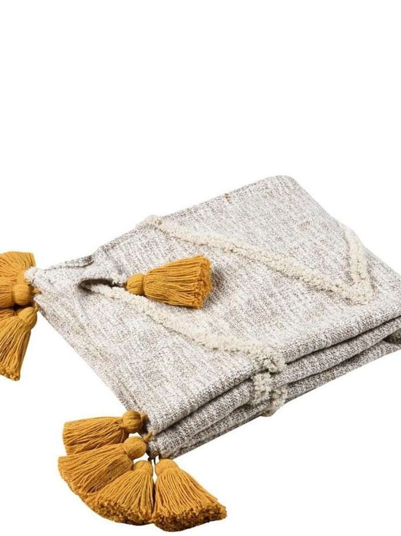 Plaid 125x150 cm Beloha naturel coton Jaune - Kiabi