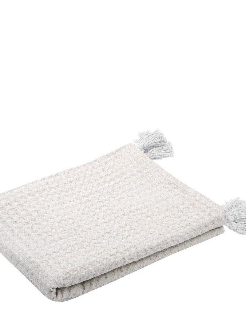 Plaid 125x150 cm Gopher écru coton Blanc - Kiabi