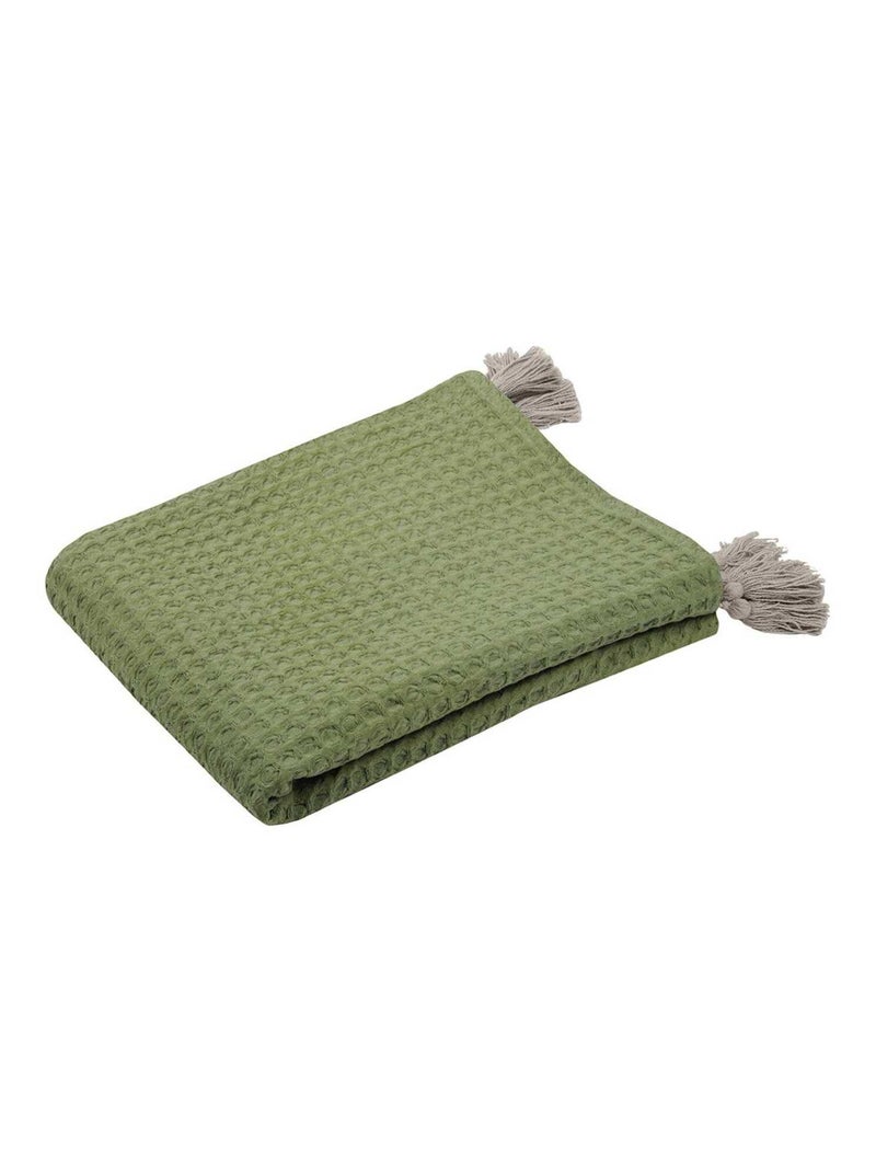 Plaid 125x150 cm Gopher kaki coton Vert - Kiabi