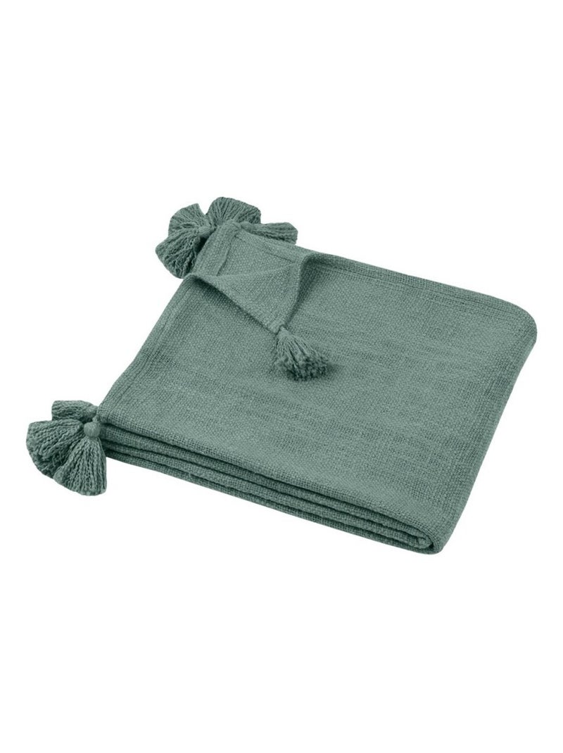 Plaid 125x150 cm Sanchez sauge coton Vert - Kiabi