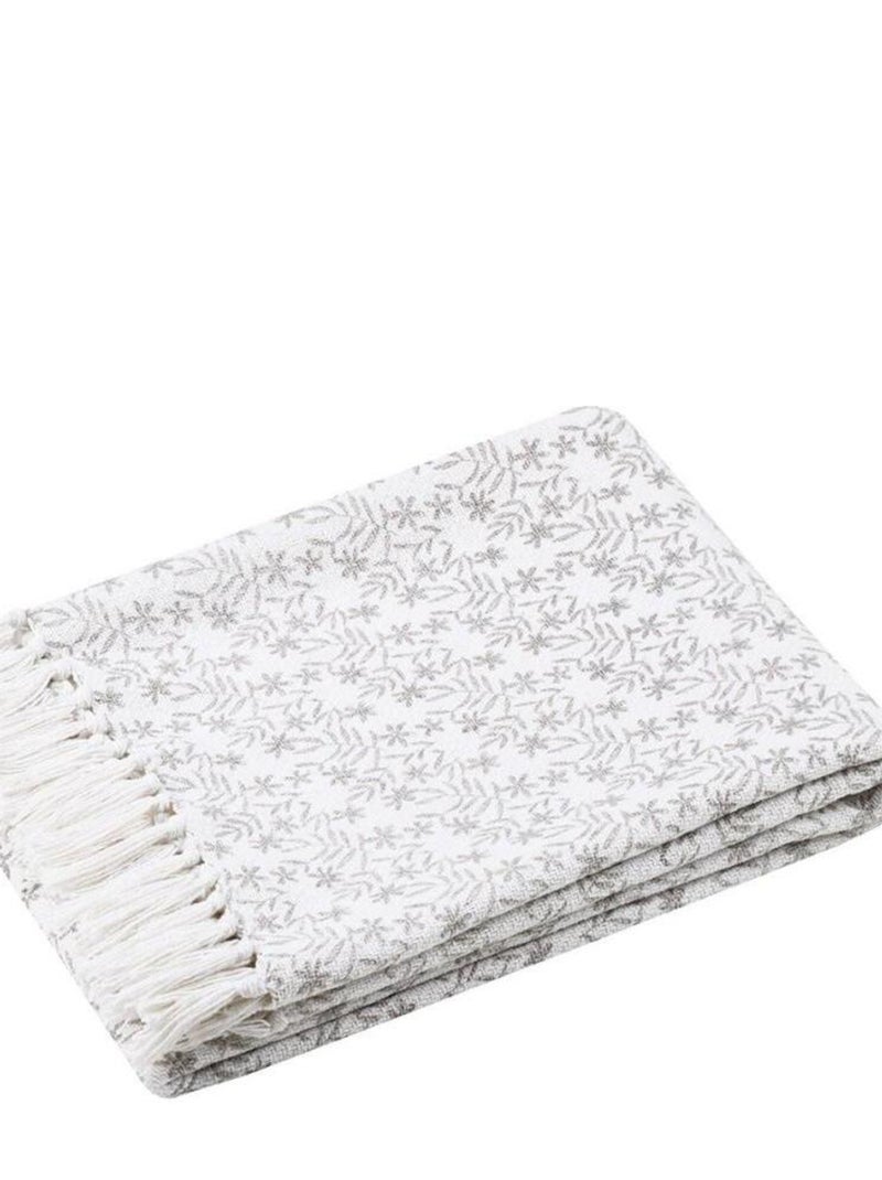 Plaid 125x150 cm Sophie naturel coton Blanc - Kiabi