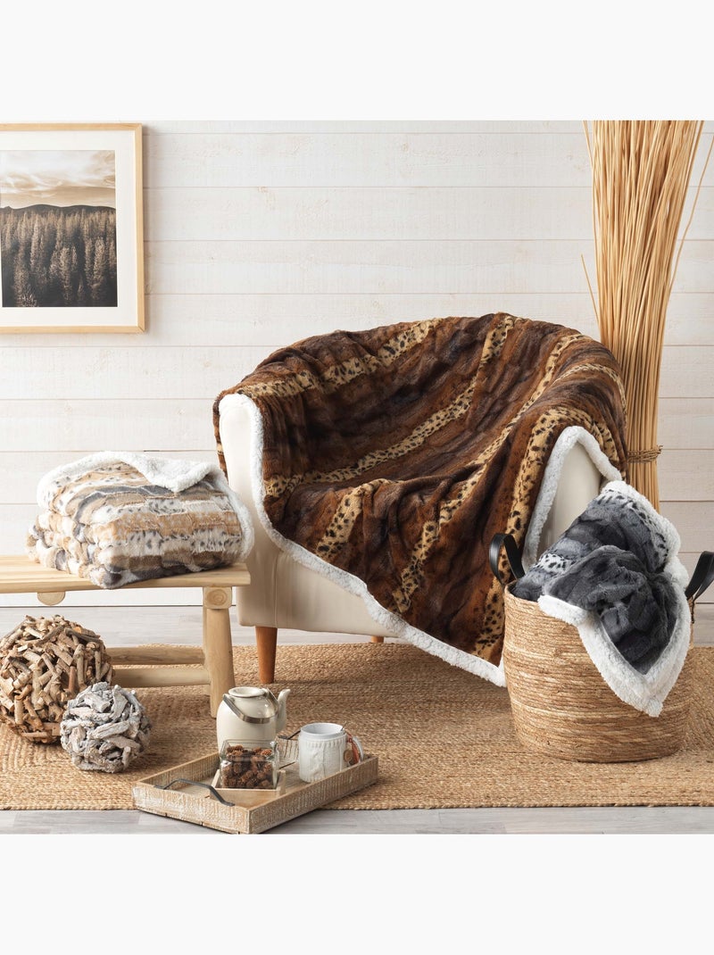 Plaid 125x150cm sherpa Grizzly gris Gris - Kiabi