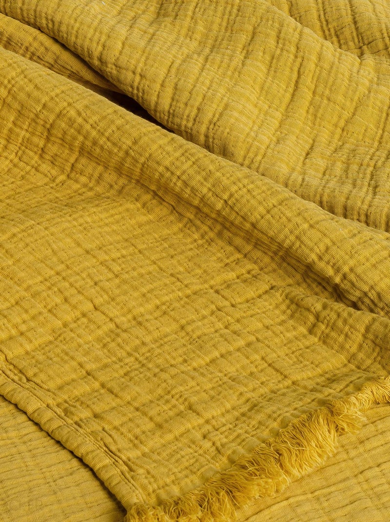 Plaid 125x180 BREHAT Jaune moutarde - Kiabi