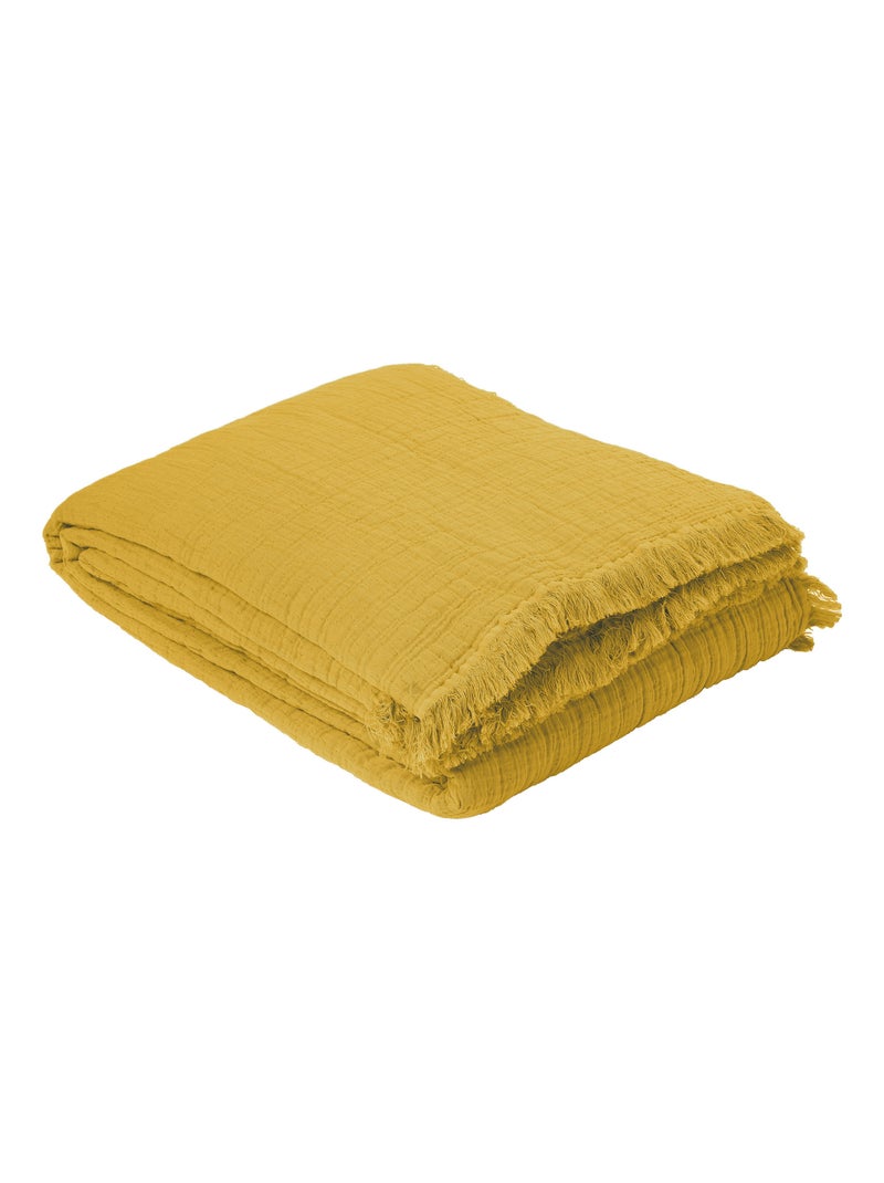 Plaid 125x180 BREHAT Jaune moutarde - Kiabi