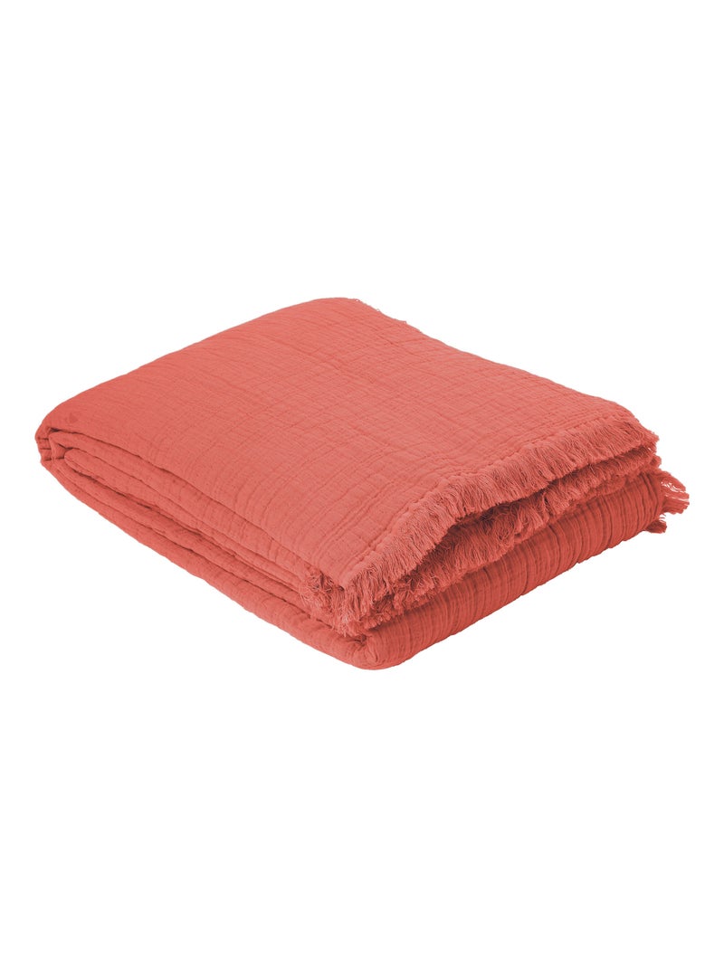Plaid 125x180 BREHAT Orange corail - Kiabi