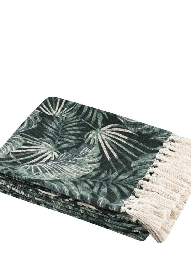 Plaid 130x150 cm Vibes vert coton Vert - Kiabi