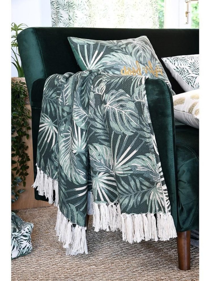 Plaid 130x150 cm Vibes vert coton Vert - Kiabi