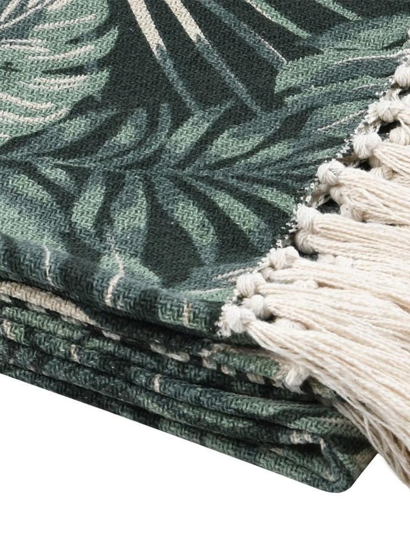 Plaid 130x150 cm Vibes vert coton Vert - Kiabi