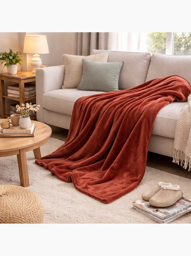 Plaid 130x160 cm Collection Confort roux Brique - Kiabi
