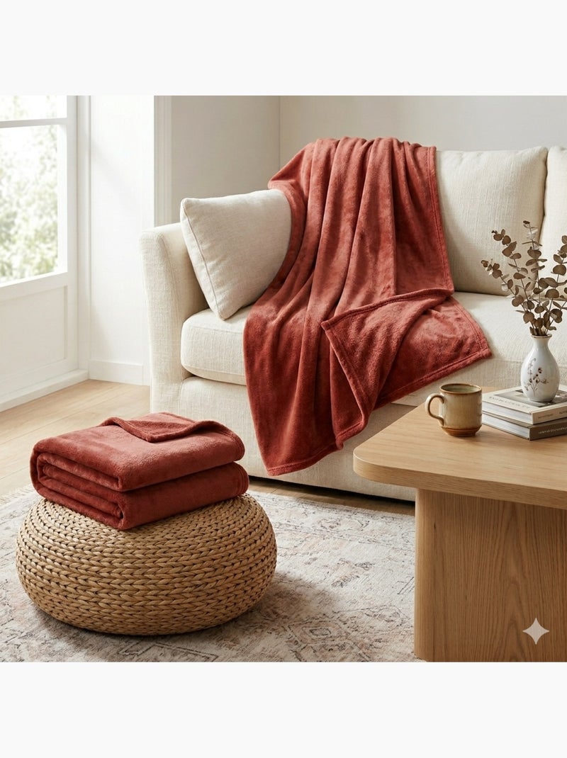 Plaid 130x160 cm Collection Confort roux Brique - Kiabi