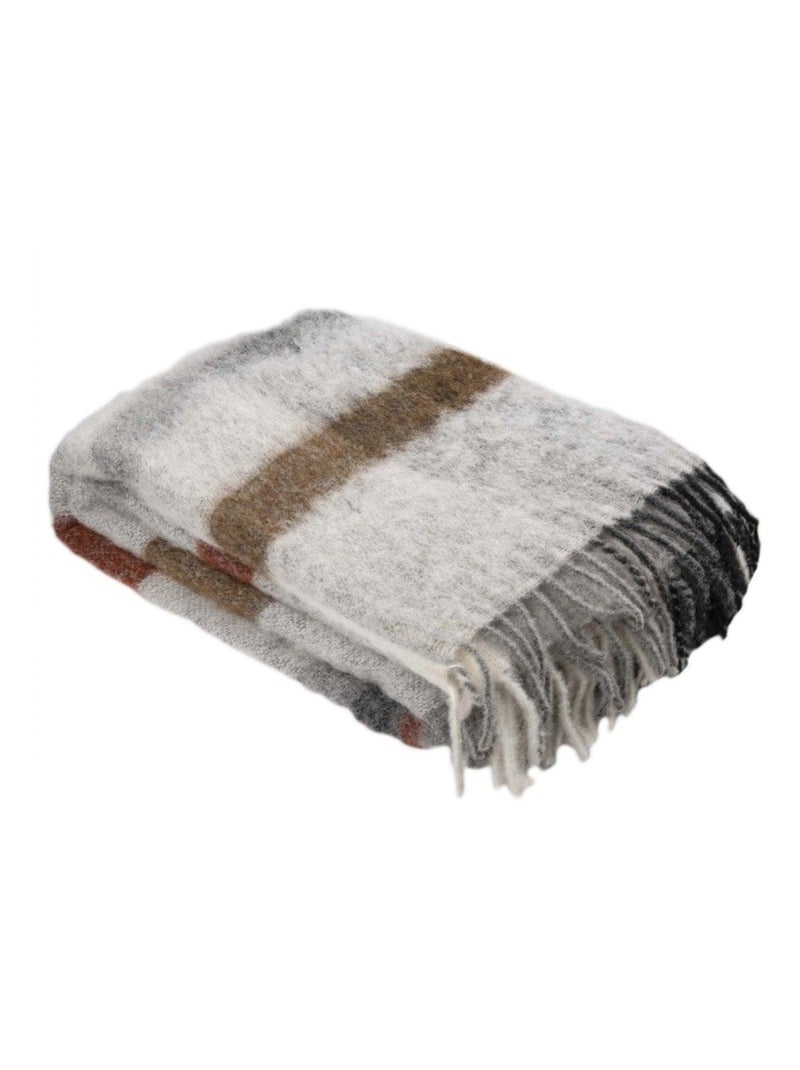 Plaid 130x180 ISEO alpaga, laine, mohair, polyamide Marron glacé - Kiabi