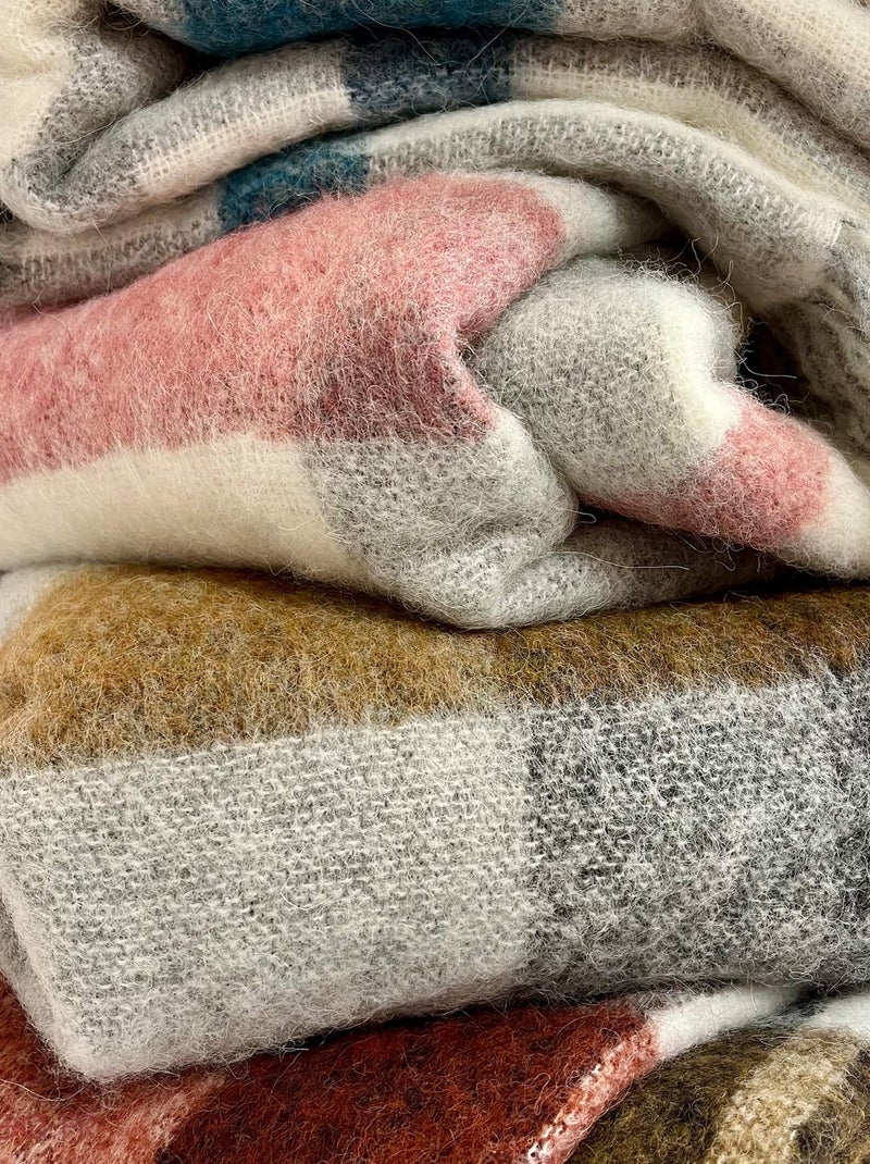 Plaid 130x180 ISEO alpaga, laine, mohair, polyamide Marron glacé - Kiabi