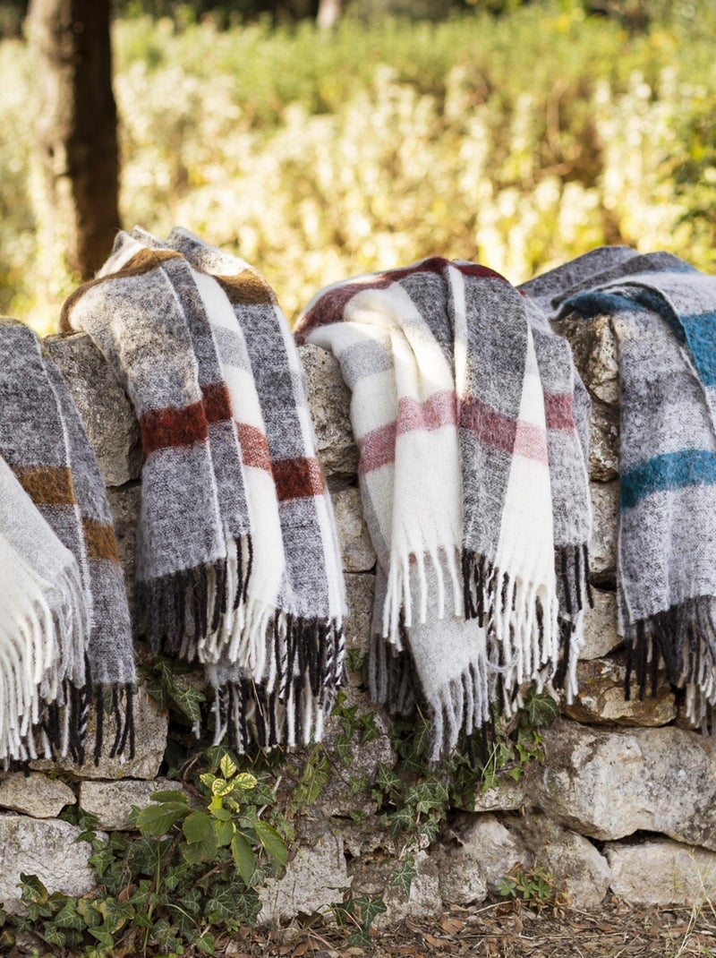 Plaid 130x180 ISEO alpaga, laine, mohair, polyamide Rouge - Kiabi