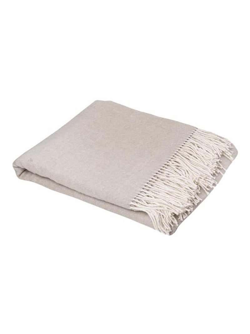 Plaid 130x180 ROMA coton recyclé et polyester Beige argile - Kiabi