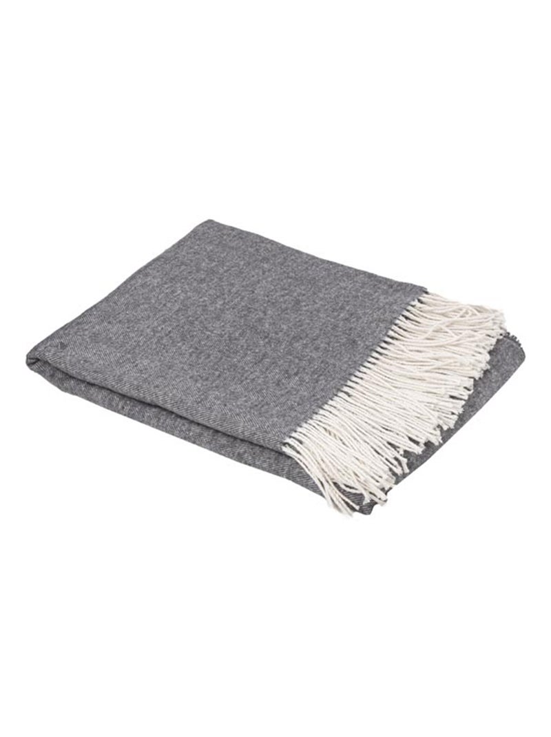 Plaid 130x180 ROMA coton recyclé et polyester Gris foncé - Kiabi