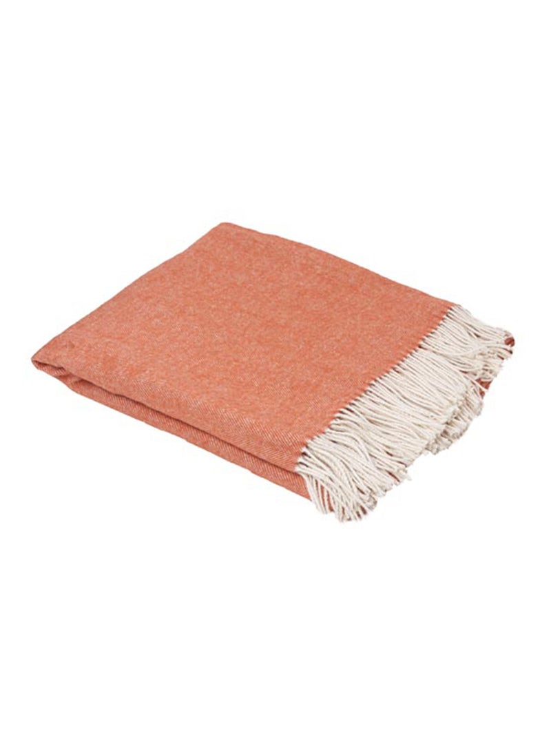 Plaid 130x180 ROMA coton recyclé et polyester Marron clair - Kiabi