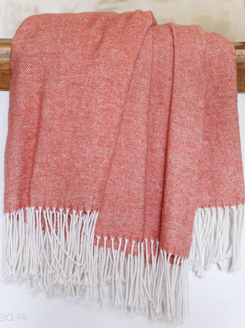 Plaid 130x180 ROMA coton recyclé et polyester Marron clair - Kiabi