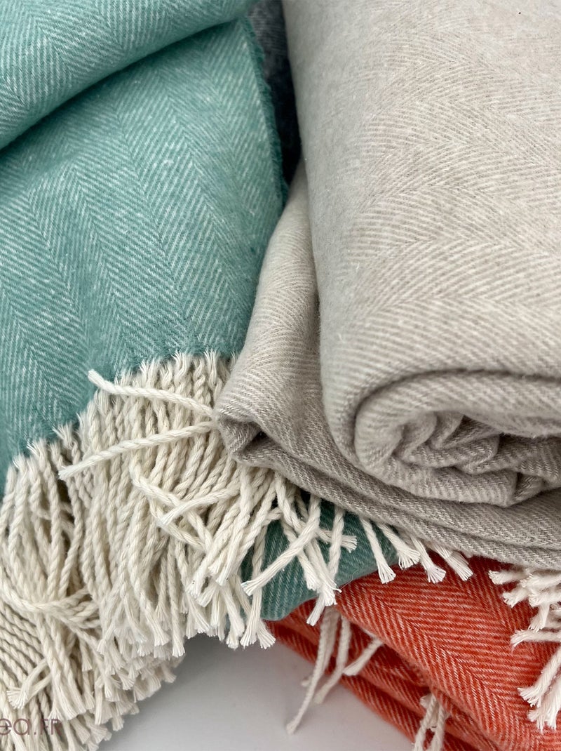 Plaid 130x180 ROMA coton recyclé et polyester Marron clair - Kiabi