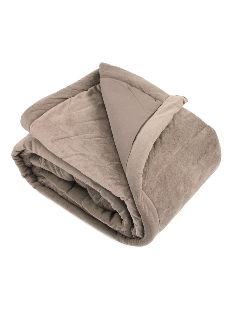 Plaid 140x160 polyester 480 g/m2 VEGA Gris taupe - Kiabi